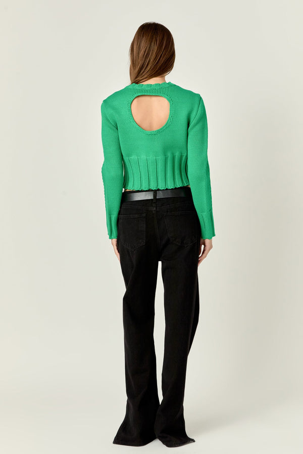 English Factory Open Back Cropped Sweater - Green GREEN