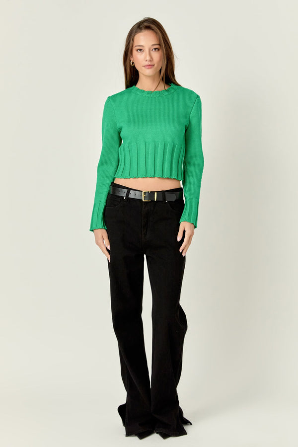 english factory Open Back Cropped Sweater - Green GREEN