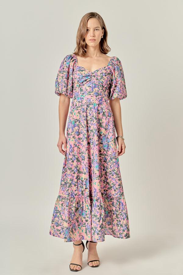 english factory Open Back Tie Maxi Dress PINK MULTI