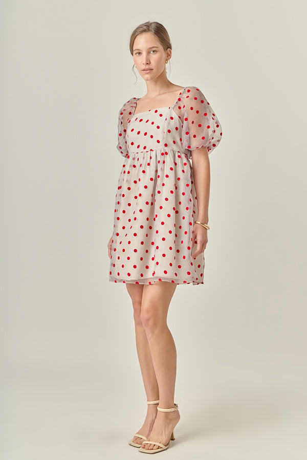 English Factory Organza Polka Dot Mini Dress MULTI/RED DOT