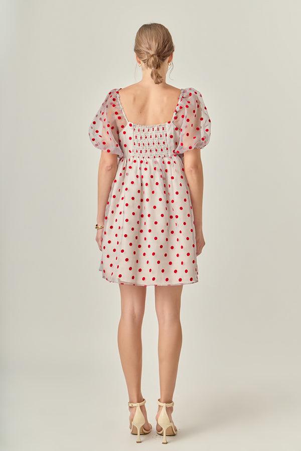 English Factory Organza Polka Dot Mini Dress MULTI/RED DOT