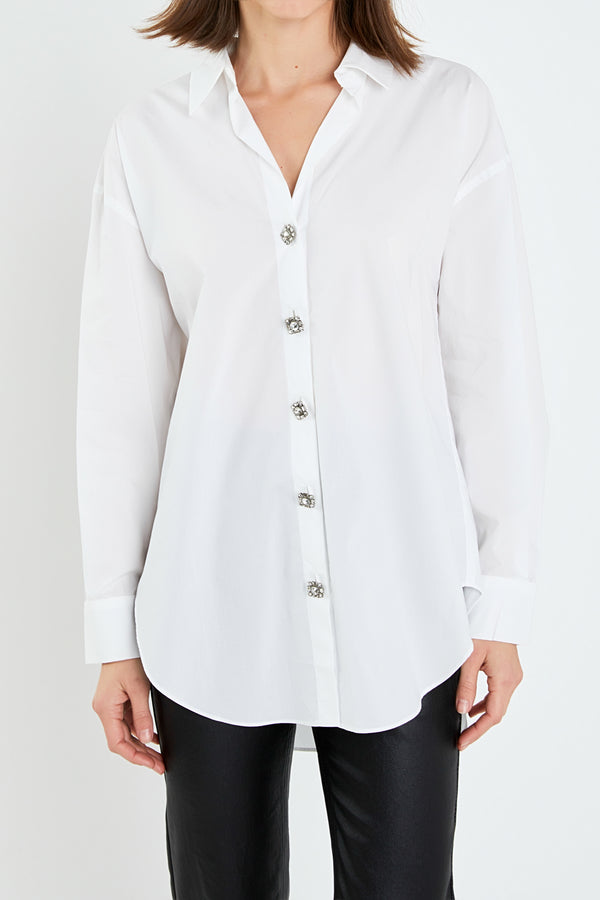English Factory Oversized Collared Shirt In White WHITE