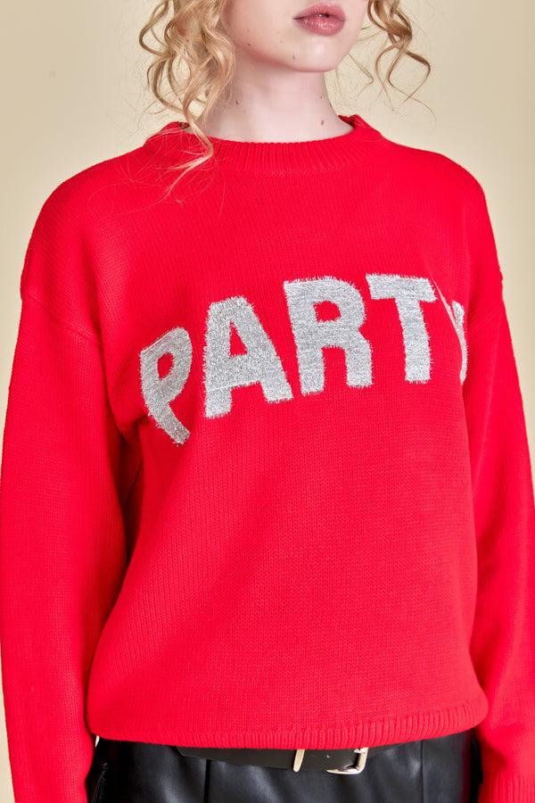 English Factory Party Glitter Lettering Sweater RED