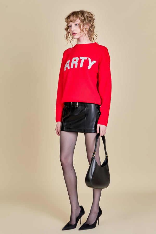 English Factory Party Glitter Lettering Sweater RED