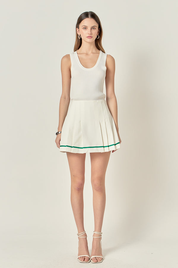 English Factory Pleated Contrast Mid Rise Skorts WHITE