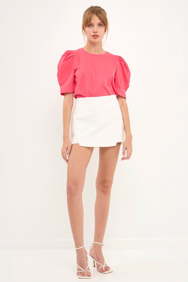 english factory Pleated Puff Sleeve T-Shirt FUCHSIA