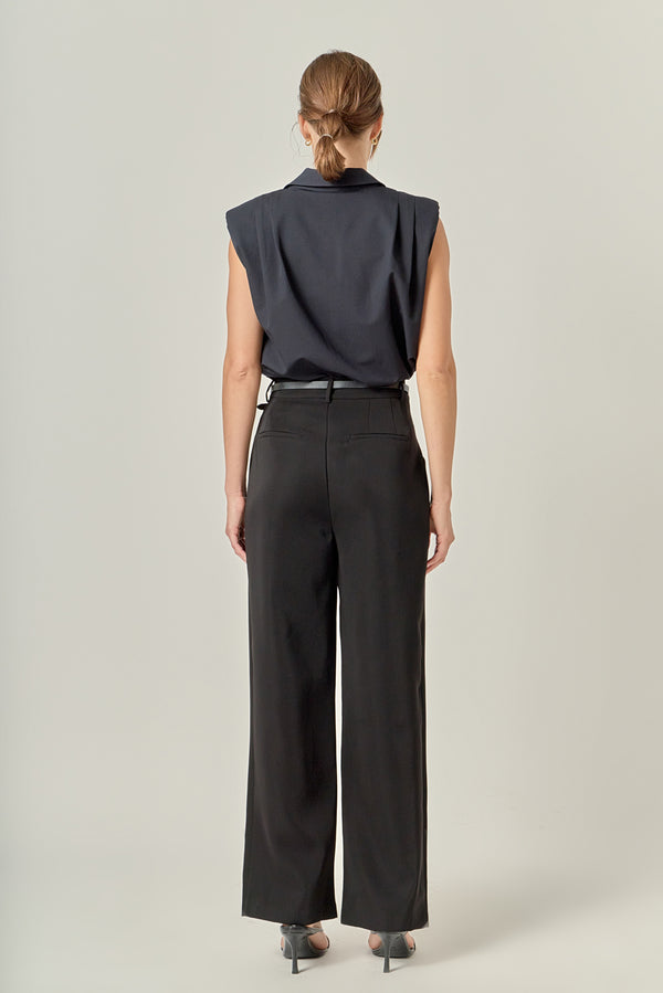 English Factory Pleated Shoulder Sleeveless Shirt NAVY