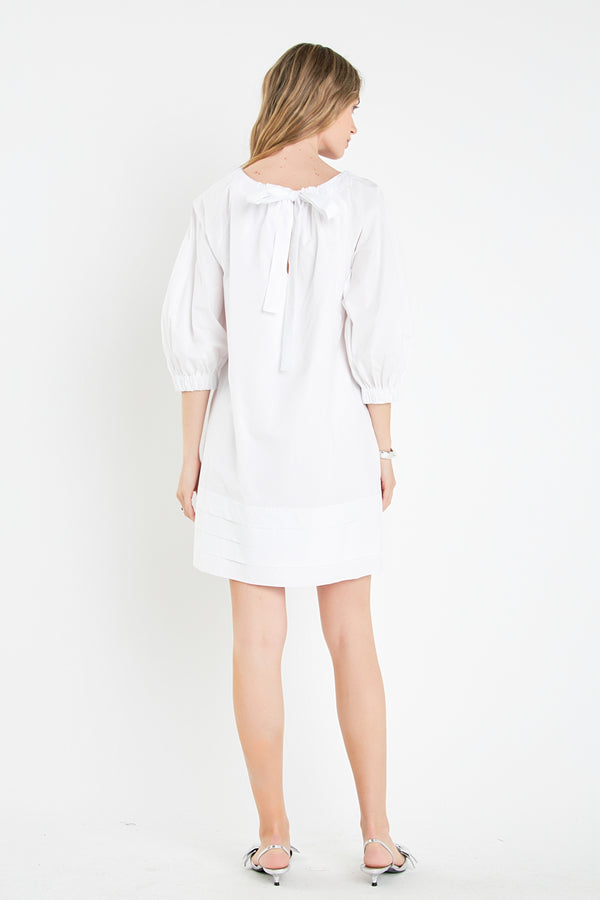 English Factory Pleats Detail Boxy Mini Dress WHITE