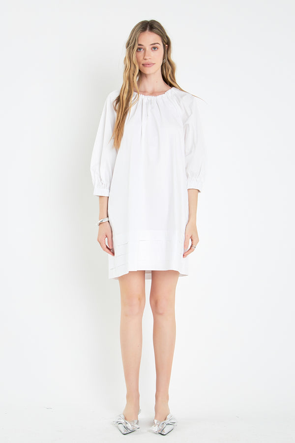 english factory Pleats Detail Boxy Mini Dress WHITE