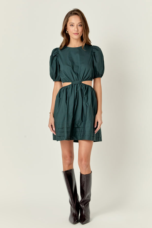 english factory Pleats with Cut-out Detail Mini Dress AMAZON