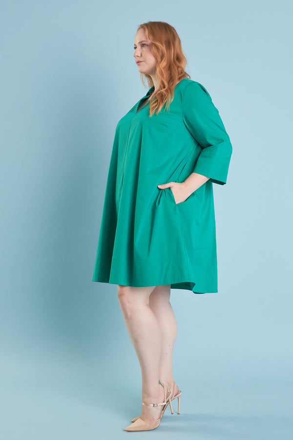English Factory Plus Size A-Line Kaftan Collar Dress GREEN