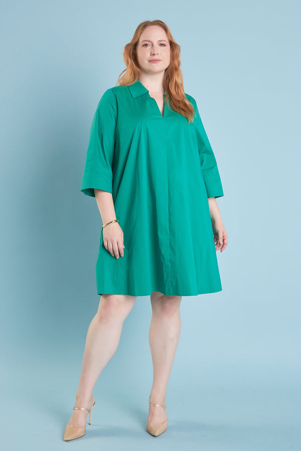english factory Plus Size A-Line Kaftan Collar Dress GREEN