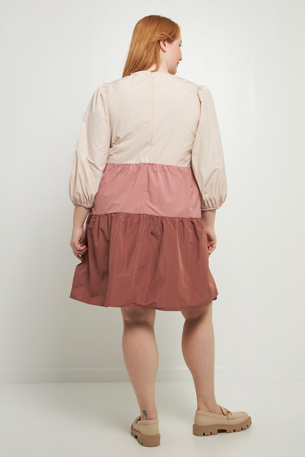 English Factory Plus Size Colorblock Mini Dress MULTI