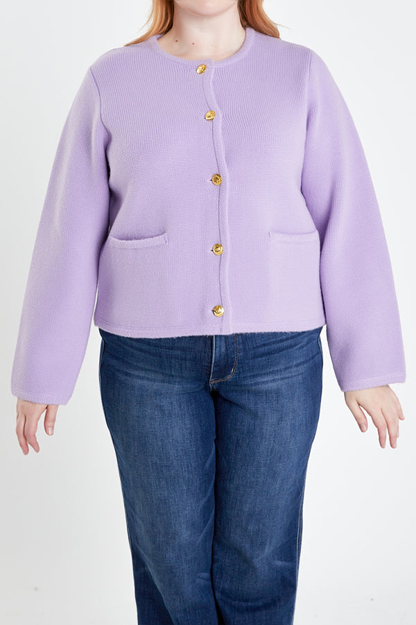 English Factory Plus Size Knit Sweater Cardigan LILAC