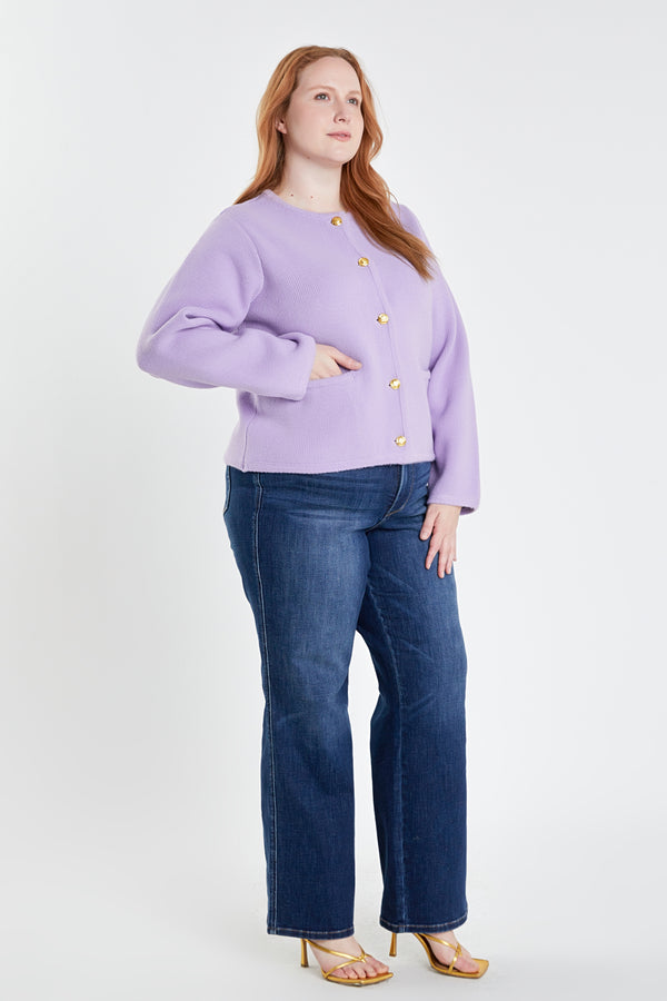 English Factory Plus Size Knit Sweater Cardigan LILAC
