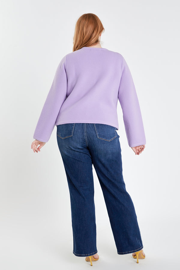 English Factory Plus Size Knit Sweater Cardigan LILAC