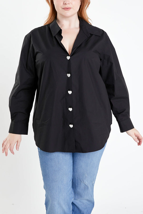English Factory Plus Size Oversize Collared Shirt BLACK