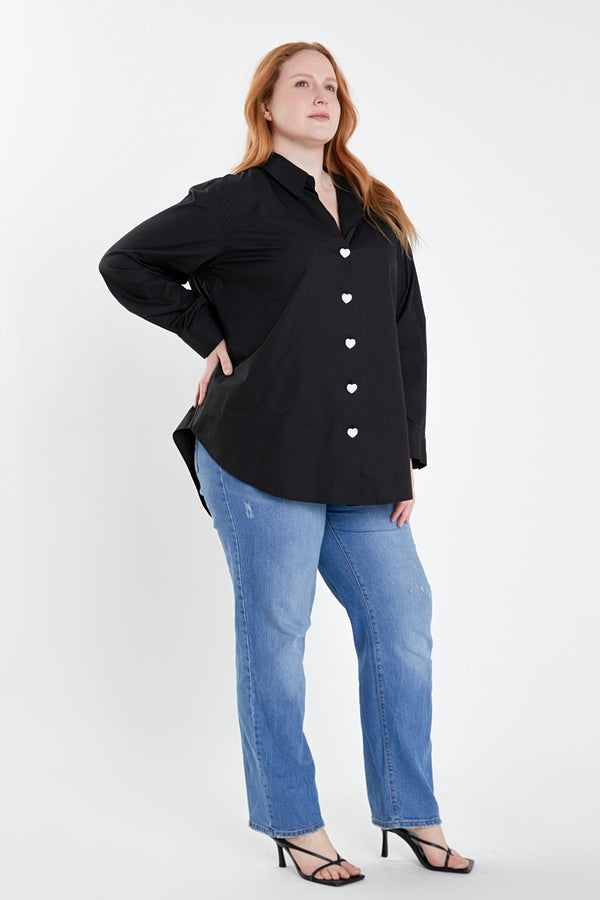 English Factory Plus Size Oversize Collared Shirt BLACK