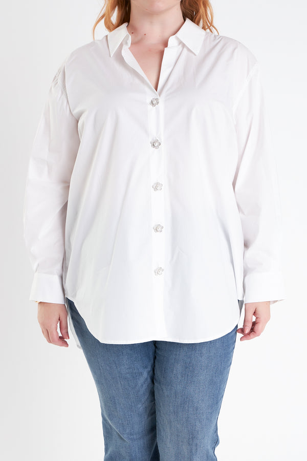 English Factory Plus Size Oversized Collared Shirt WHITE