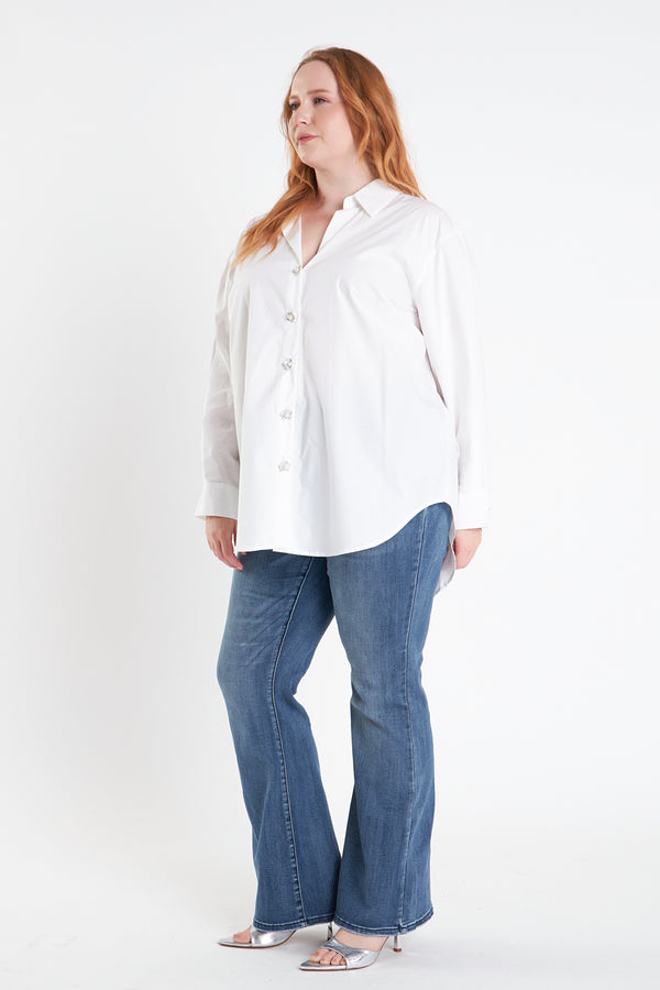 English Factory Plus Size Oversized Collared Shirt WHITE