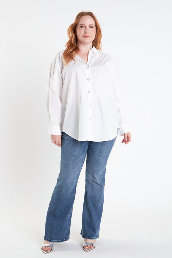 english factory Plus Size Oversized Collared Shirt WHITE