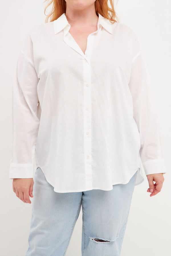 English Factory Plus Size Oversized Linen Shirts WHITE