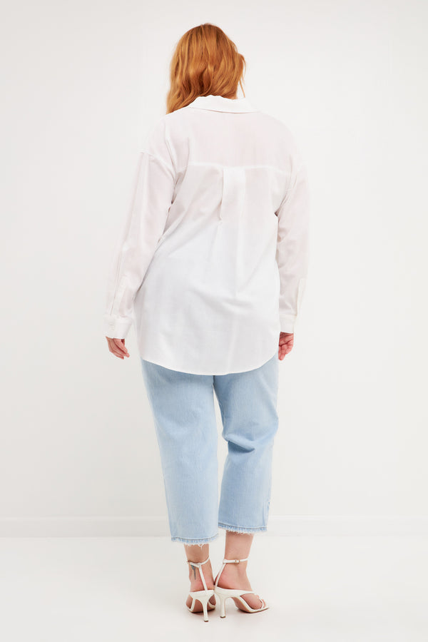 English Factory Plus Size Oversized Linen Shirts WHITE