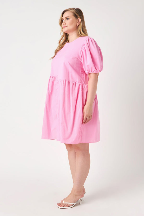 English Factory Plus Size Stretch Denim Mini Dress PINK