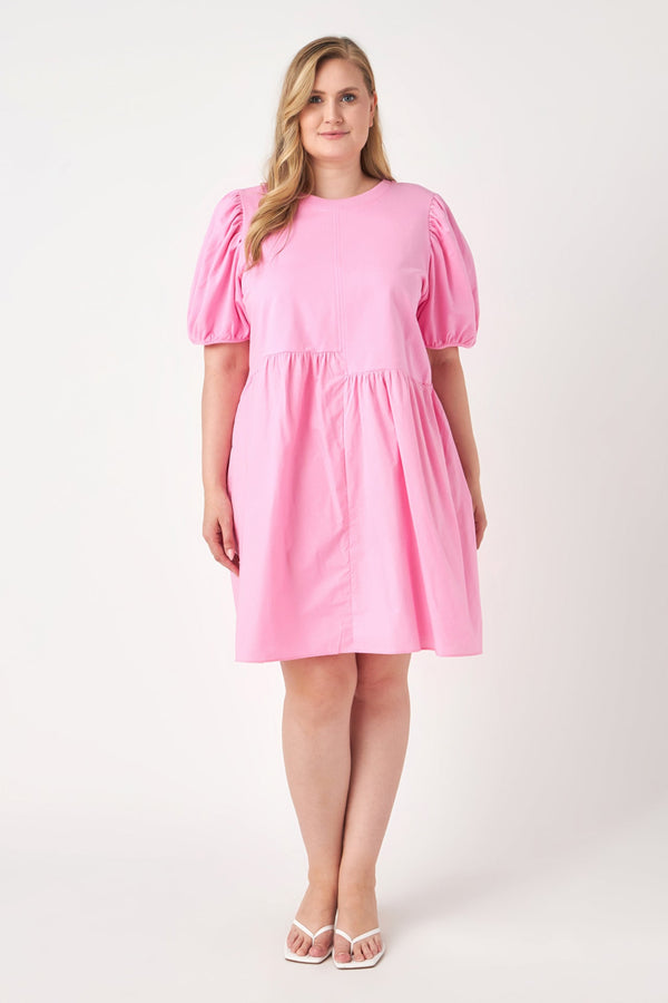 english factory Plus Size Stretch Denim Mini Dress PINK