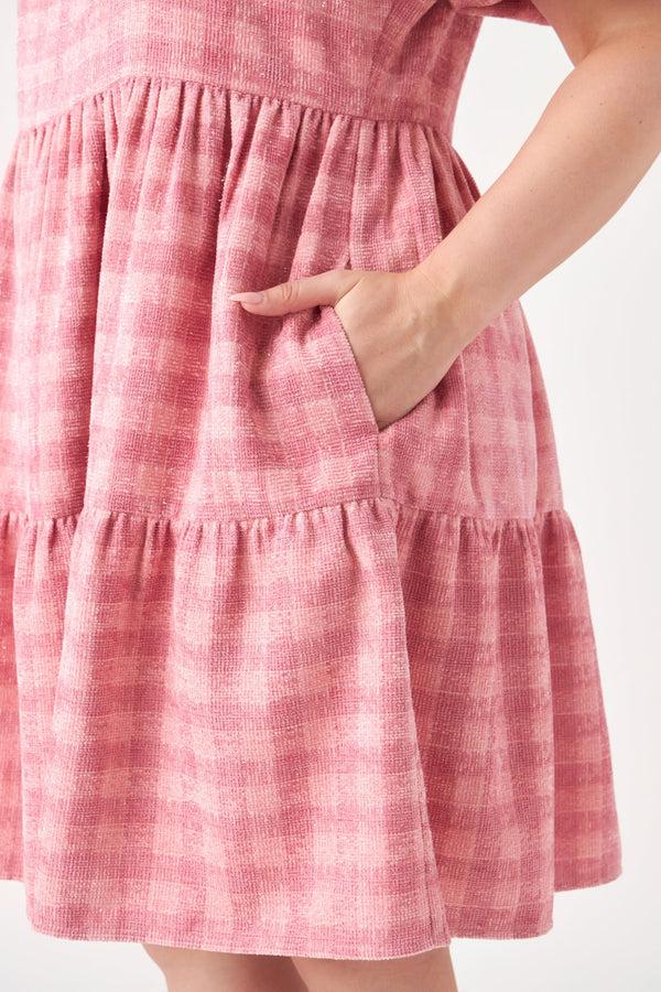 English Factory Plus Size Tweed Babydoll Dress PINK