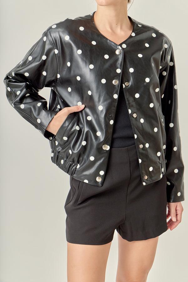 English Factory Polka Dot Faux Leather Jacket BLACK/WHITE