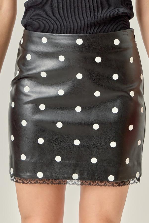 English Factory Polka Dot Pu Mini Skirt BLACK/WHITE