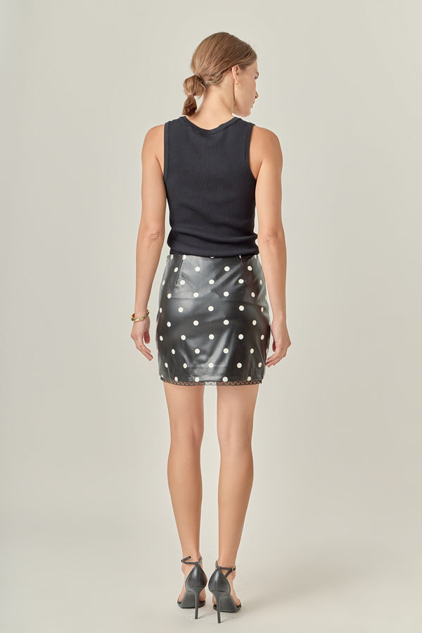 English Factory Polka Dot Pu Mini Skirt BLACK/WHITE