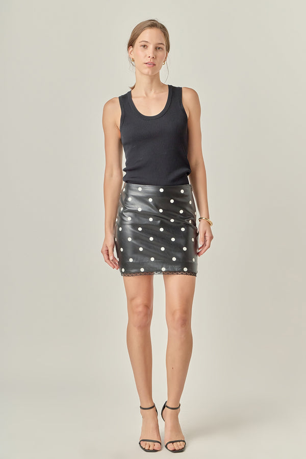 english factory Polka Dot Pu Mini Skirt BLACK/WHITE