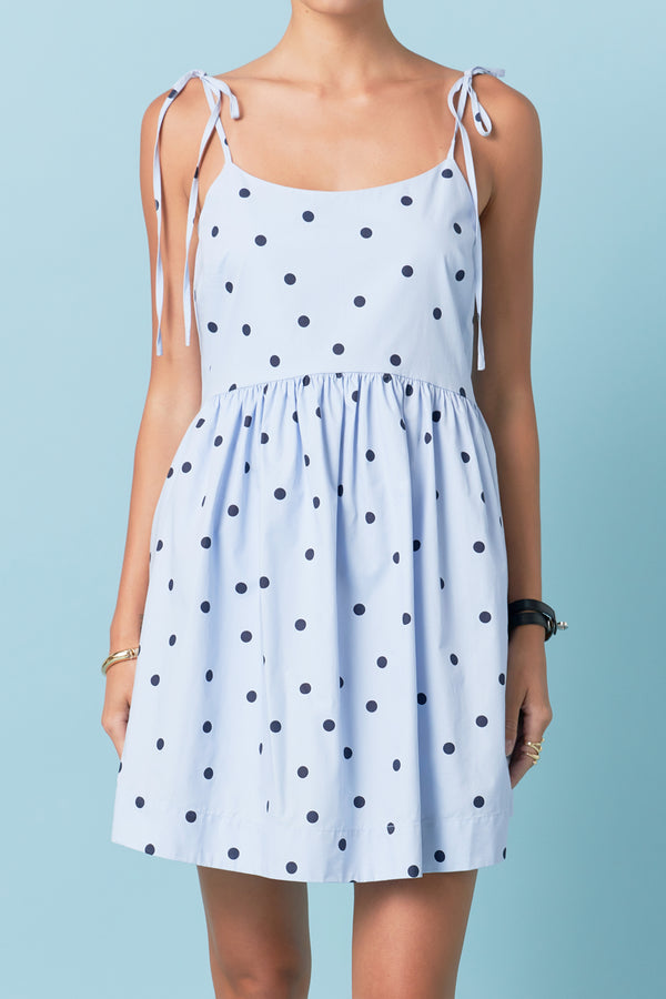 English Factory Polka Dot Sleeveless Mini Dress POWDER BLUE