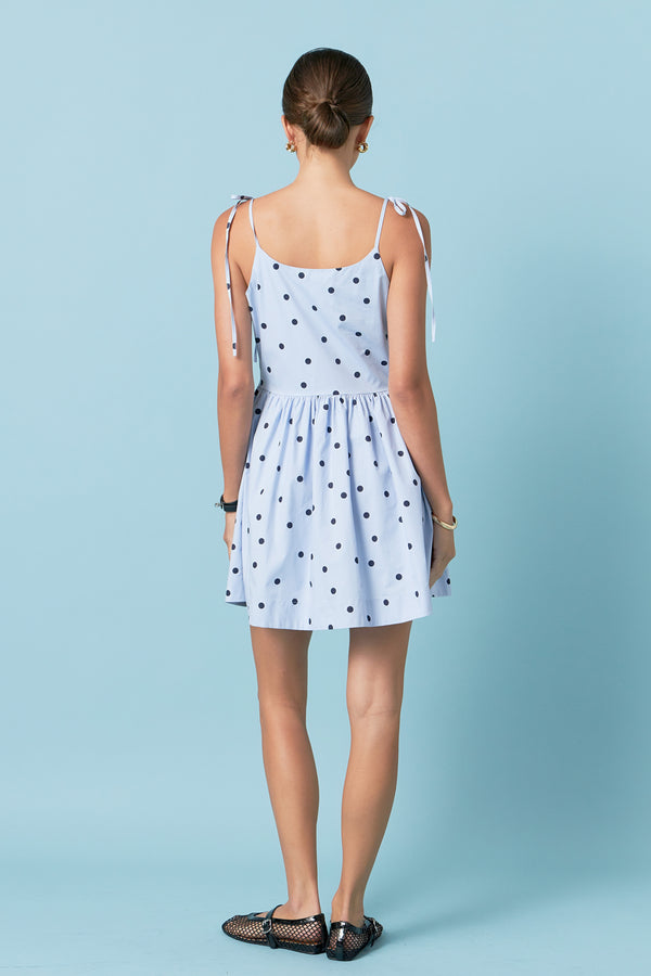 English Factory Polka Dot Sleeveless Mini Dress POWDER BLUE