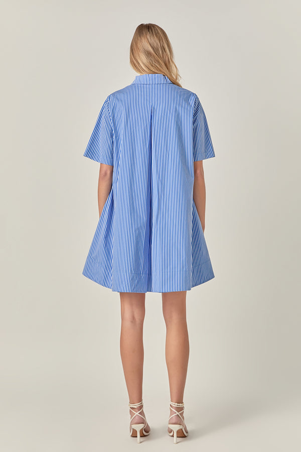 English Factory Pop Stripe A-Line Dress BLUE STRIPE