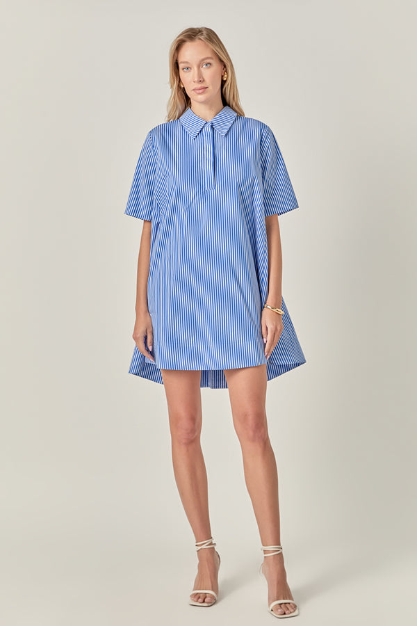 english factory Pop Stripe A-Line Dress BLUE STRIPE