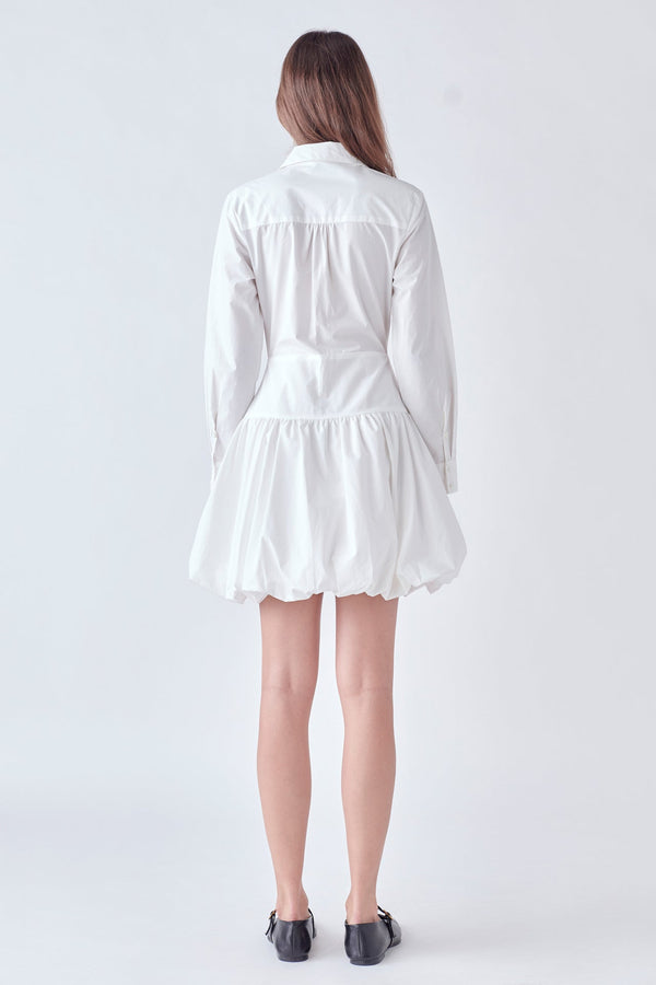 English Factory Poplin Shirt Dress With Bubble Hem OFF WHITE