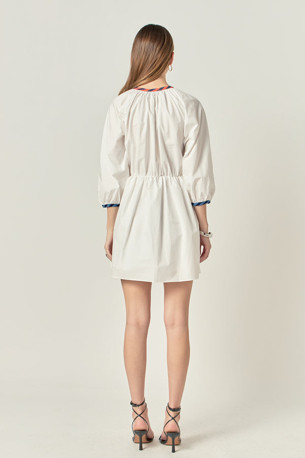 English Factory Poplin Shirt Dress With Striped Binding WHITE