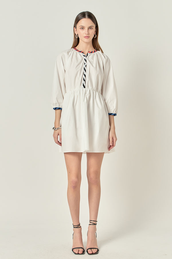 english factory Poplin Shirt Dress with Striped Binding WHITE