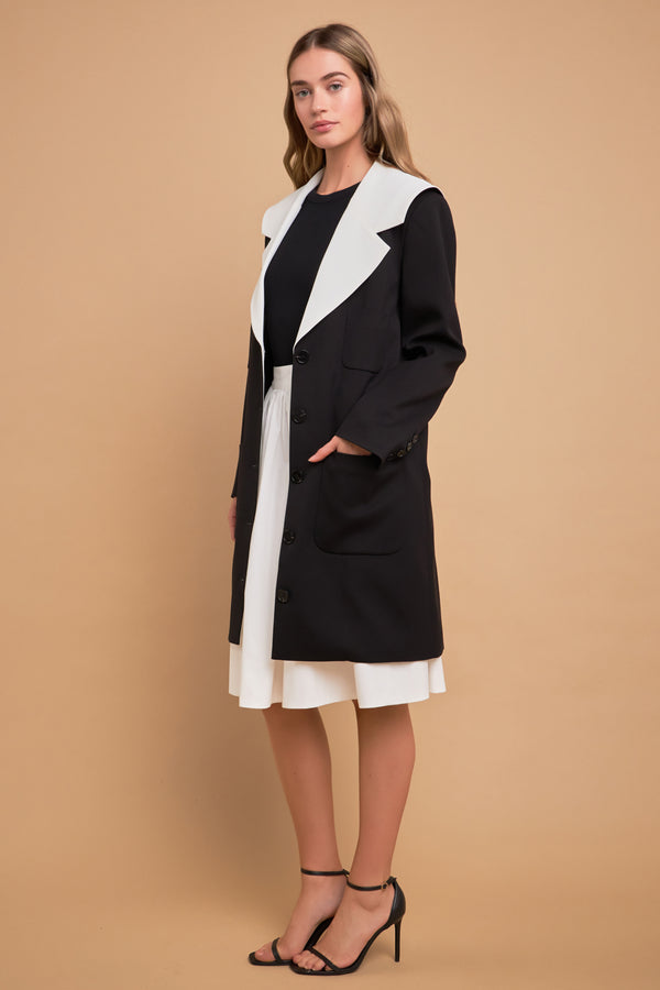 English Factory Premium Coat With Contrast Sailor Collar BLACK/WHITE