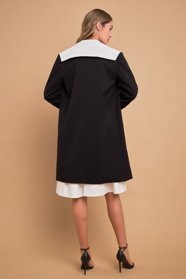 English Factory Premium Coat With Contrast Sailor Collar BLACK/WHITE