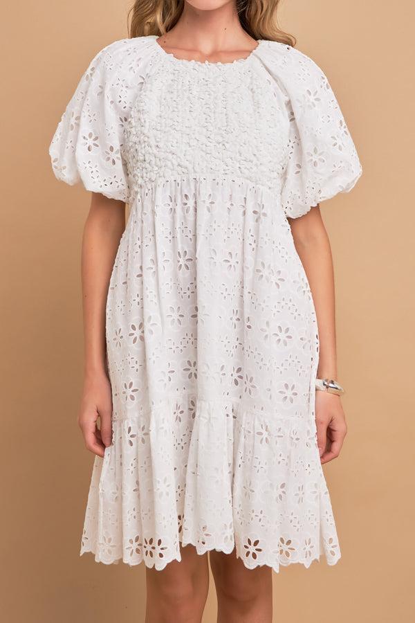 English Factory Premium Knit And Embroidery Combo Dress WHITE