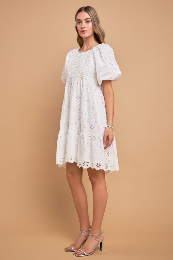 English Factory Premium Knit And Embroidery Combo Dress WHITE