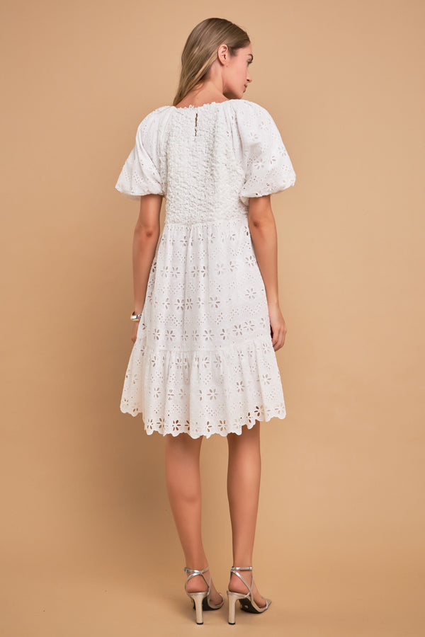 English Factory Premium Knit And Embroidery Combo Dress WHITE