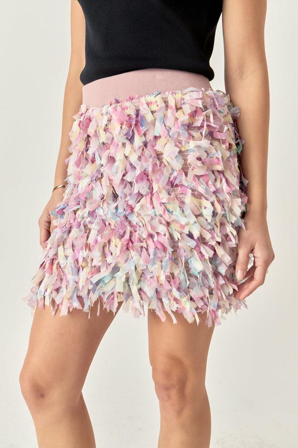 English Factory Premium Textured Ribbon High Waisted Mini Skirt MAUVE