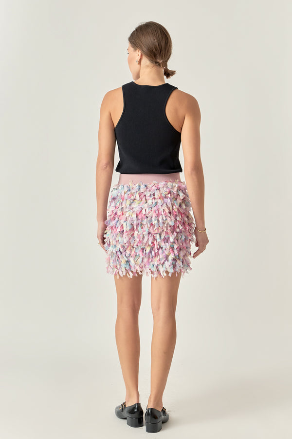English Factory Premium Textured Ribbon High Waisted Mini Skirt MAUVE