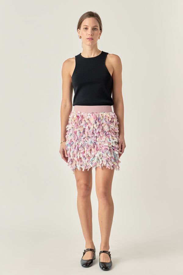 english factory Premium Textured Ribbon High Waisted Mini Skirt MAUVE