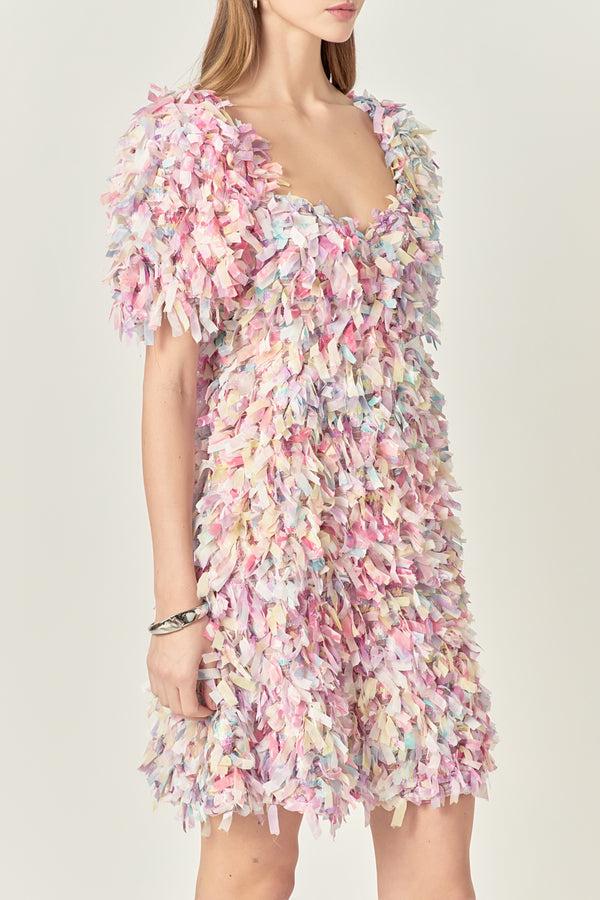 English Factory Premium Textured Ribbon Mini Full Dress MAUVE